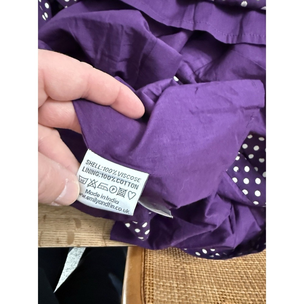 Modcloth Emily And Fin Retro Dress XL Polka Dot Purple Button Up Short Sleeve - Picture 7 of 7